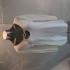 Large Womens white sweater by Cable and Guage company